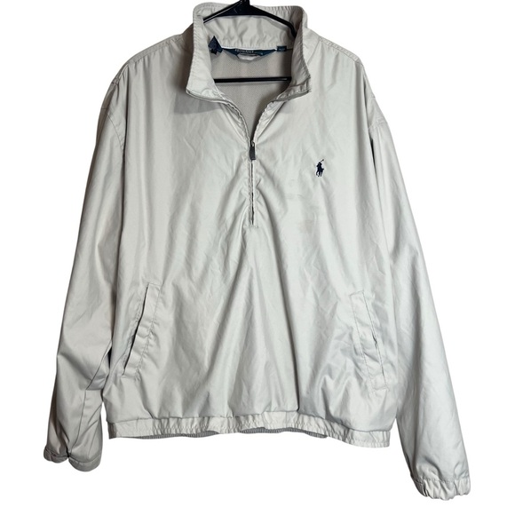 VTG Polo Ralph Lauren Mens Half Zip Pullover Khaki Pony Mesh Lined Jacket Sz XXL - Picture 1 of 12
